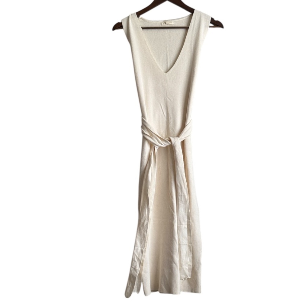 Bohme V-Neck MIDI Cream Dress Sz L